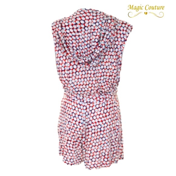 ❌SOLD❌Diane Von Furstenberg Denisha Spotted Print Hooded Romper🤍💙 - Picture 5 of 15